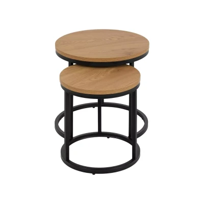 Afbeelding van Bendt Bijzettafel &#039;Flemming&#039; Eiken, Set van 2 stuks