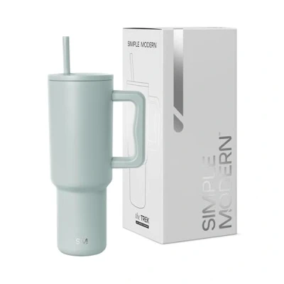 Afbeelding van Simple Modern 1200 ml beker met handvat en rietjesdeksel, herbruikbare isothermische waterfles van roestvrij staal, reisbeker voor ijskoffie, Valentijnscadeau hem haar, Trek Collectie, saliegroen