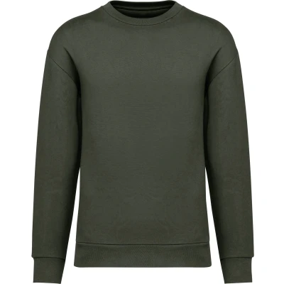 Afbeelding van Native Spirit Ecologische uniseks sweater met ronde hals en afhangende mouwen in geborsteld fleece NS435 Organic khaki