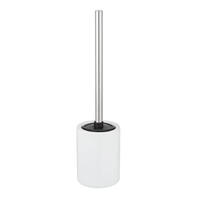 Afbeelding van WENKO Laviano Toiletborstel, keramiek, wit, glanzend, met verwisselbare siliconen lamellen, speciaal anti aanbakeffect voor hygiënische reiniging, Ø 9,7 x 39 cm