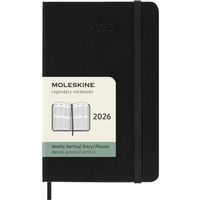 Image de Agenda civil Moleskine 2026 12 mois Semainier Vertical Format Poche Dur Noir