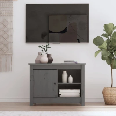 Afbeelding van Tv meubel 70x36,5x52 cm massief grenenhout grijs