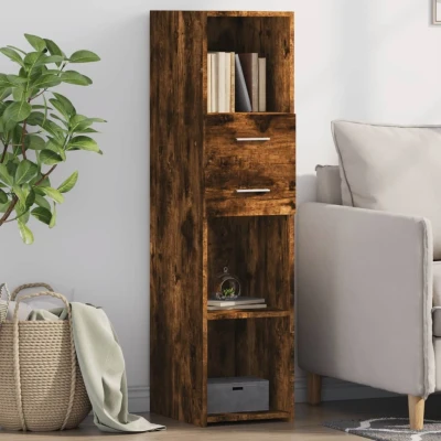 Afbeelding van Hoge kast 30x42,5x124 cm bewerkt hout gerookt eikenkleurig