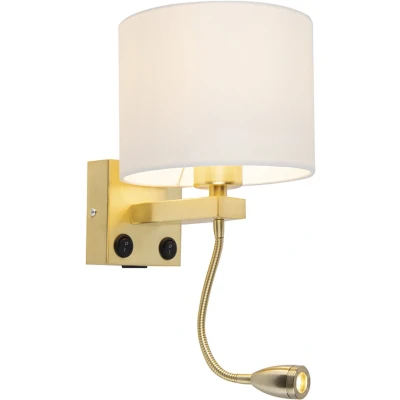 Afbeelding van QAZQA brescia combi Moderne Wandlamp voor binnen 1 lichts L 210 mm Wit Woonkamer Slaapkamer