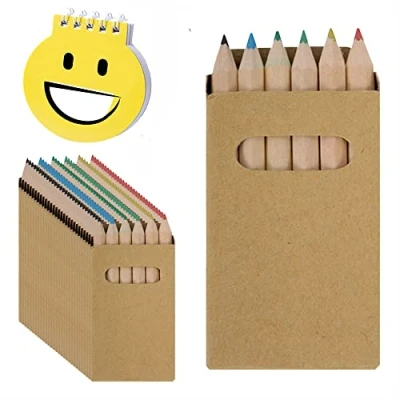 Afbeelding van Partituki 30 dozen met 6 mini kleurpotloden. Niet giftig. Gladde Kraft Dozen. Inclusief 1 Notitieboek