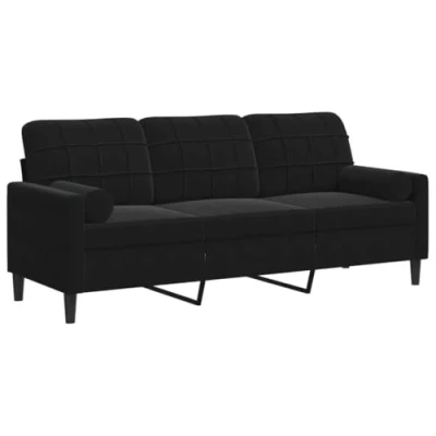 Afbeelding van vidaXL Driezitsbank met sierkussens 180 cm fluweel zwart