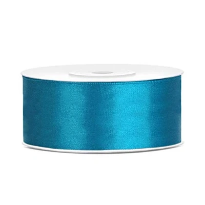 Afbeelding van Satijnen lint van polyester, strik en geschenkverpakking 6/12/25/38/50/100 mm x 25 m (afmetingen kleur turquoiseblauw)