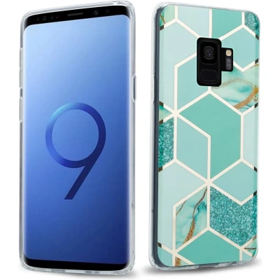 Afbeelding van Cadorabo Hoesje geschikt voor Samsung Galaxy S9 in Groen Lichtgroen Goud Marmer No. 3 Beschermhoes gemaakt van TPU siliconen Case Cover met mozaïek motief