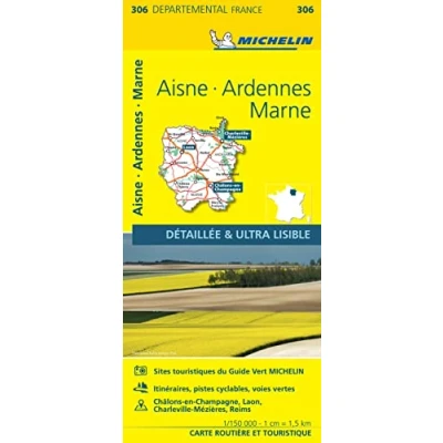Afbeelding van Michelin 306 Wegenkaart Aisne,Ardennes,Marne