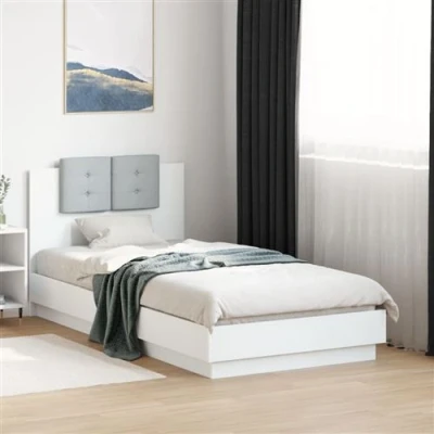 Afbeelding van Bedframe met hoofdbord en LED verlichting wit 90x190 cm