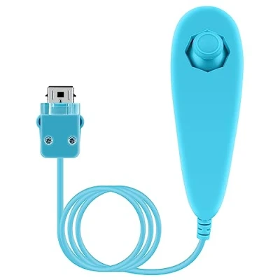 Image de OSTENT Manette Nunchuck à Base de Mouvement Compatible avec la Console Nintendo Wii Couleur Bleu