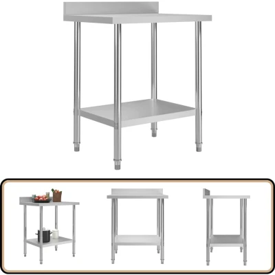 Afbeelding van Keukenwerktafel met spatscherm 80x60x93 cm roestvrij staal