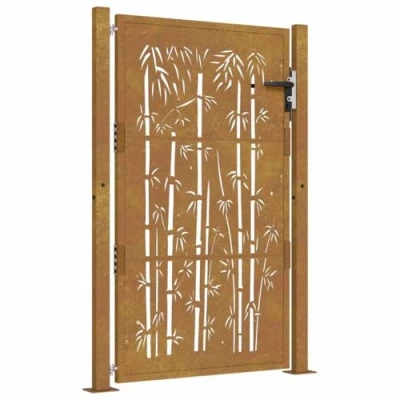 Afbeelding van vidaXL Tuinpoort, 105 x 155 cm, cortenstaal, bamboe design