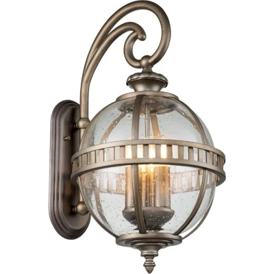 Afbeelding van Kichler LED Wand Buitenlamp Halleron 3X E14 Max 40W IP44 Dimbaar Burnished Bronze