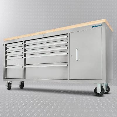Afbeelding van Gereedschapswagen en werkbank RVS 10 laden