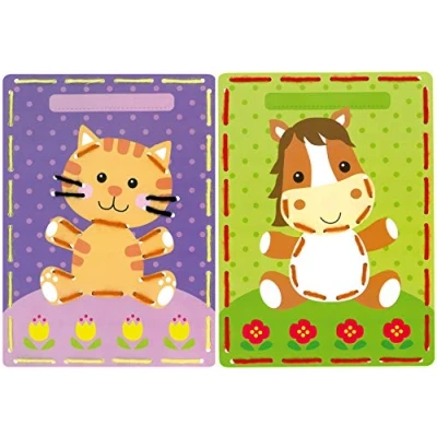 Afbeelding van Borduurkaart kit Poes en pony set van 2 Vervaco PN 0164929