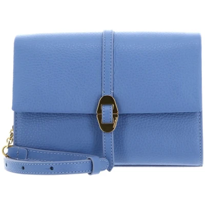 Afbeelding van COCCINELLE Leren Schoudertas Dorian Mini Bag Grained Leather Azul Blauw