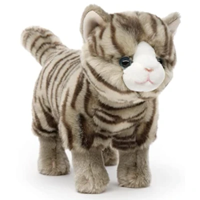 Afbeelding van Uni Toys Grijze tijgerkat, staand 35 cm (lengte) pluche kat knuffel