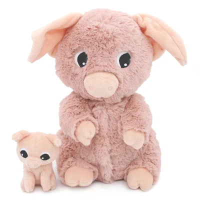 Afbeelding van Les déglingos Ptipotos Pluche Knuffel Barbekiou Varken Moeder En Haar Roze Baby