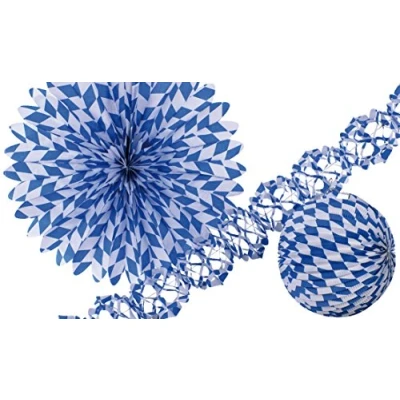 Image de Amscan set de décoration octoberfest papier bleu/blanc 3 pièces
