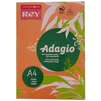 Afbeelding van Rey Adagio Glad 104 micron intens oranje A4 (210 x 297 mm) 80 g/m² 500 vel(len) riem reprografisch papier (pak van 5)