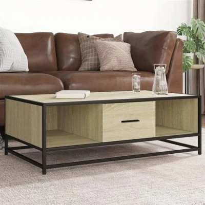 Image de vidaXL Table basse chêne sonoma 100x57x35cm bois d&#039;ingénierie et métal848760