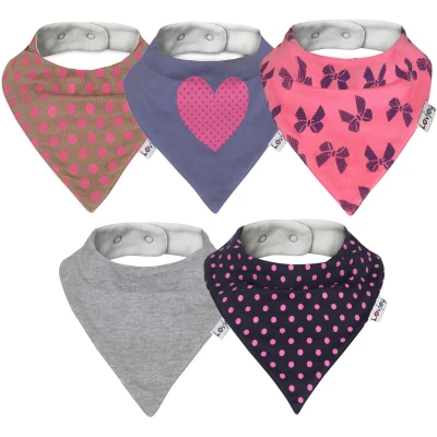 Afbeelding van Lovjoy Bandana 5 stuks driehoekige slabbetjes voor baby&#039;s van 0 tot 3 jaar (liefde polka)