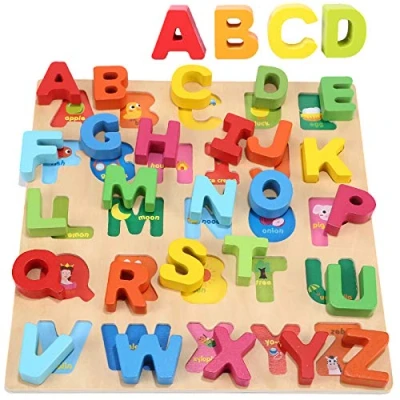 Afbeelding van jacootoys Houten Alfabet Puzzel ABC Dikke Board Educatief Leren Speelgoed Cadeau voor Kinderen