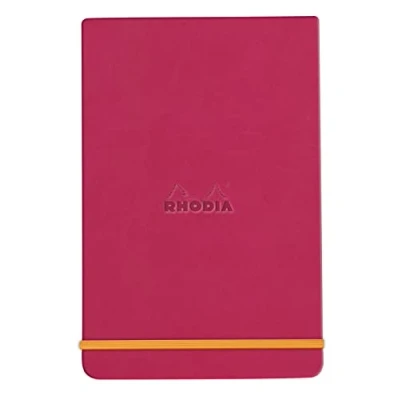Afbeelding van RHODIA 194397C Notitieboek, hardcase, webnotepad, framboos, A5, gelinieerd, 192 pagina&#039;s afneembaar, licht papier, ivoorkleurig, 90 g/m², bladwijzer, elastische sluiting, omslag van kunstleer, Rhodiarama