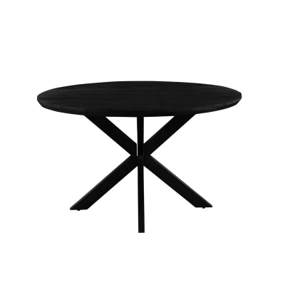 Afbeelding van Livingfurn Eetkamertafel Jesper Round Black 130x130x76 cm Mangohout