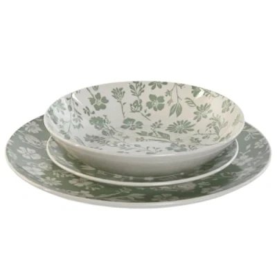 Afbeelding van Serviesset Home ESPRIT Wit Groen Porselein Gebloemd 27 x 2 cm 18 Onderdelen