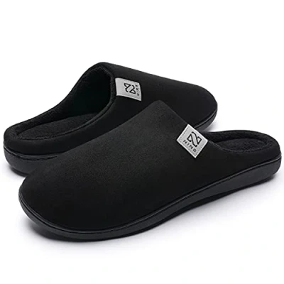 Afbeelding van Pantoffels voor heren en dames, traagschuim, de winter, warm, antislip, binnen buiten, zwart.
