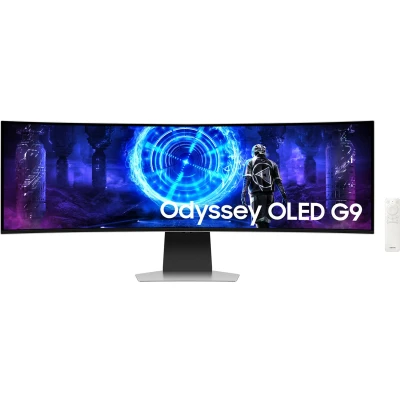 Afbeelding van Samsung Odyssey OLED G9 G95SD Smart Gaming Monitor Gebogen 49&quot; QD 5120x1440 240 Hz 0.03 ms 1800R 250 cd/m² FreeSync Premium Wi Fi 5 Tizen TV OS Zilver