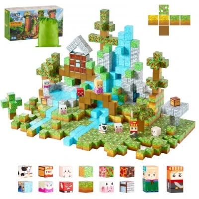 Image de VEVOR Blocs de Construction Magnétiques Enfant 150 PCS Château Forestier Empiler