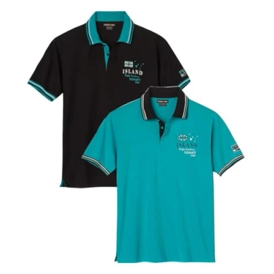 Afbeelding van ATLAS FOR MEN Set van 2 herenpoloshirts korte mouwen verkrijgbaar in grote maten, Wit en Turkoois