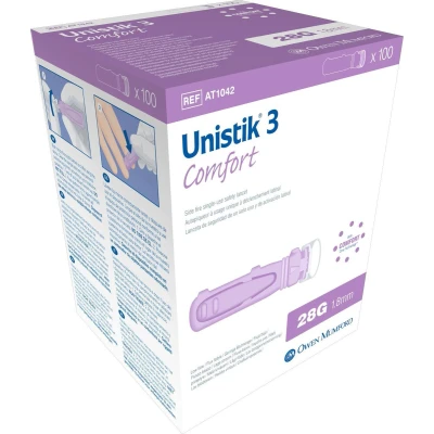 Afbeelding van Unistik 3 veiligheidslancet Comfort 100 stuks (bloedglucose meten)