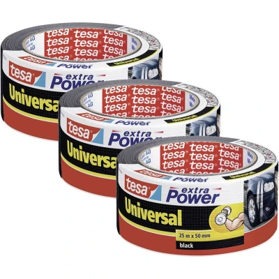 Afbeelding van tesa extra Power® UNIVERSAL 56388 Textieltape Zwart (l x b) 25 m 50 mm 3 stuk(s)