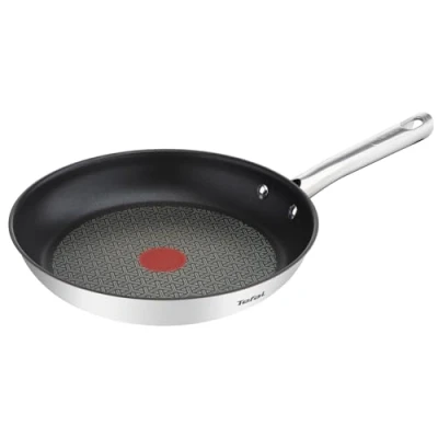 Image de Tefal Poêle 28 cm, Induction, Revêtement antiadhésif, Acier inoxydable 18/10, Garantie 10 ans, Base 3 couches, Cuisson saine, Saisie parfaite, Duetto A7040663