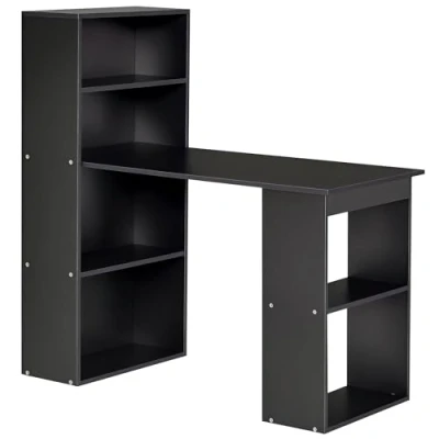 Afbeelding van HOMCOM Computerbureau, 120 x 55 cm, aangrenzende boekenplank, zwart
