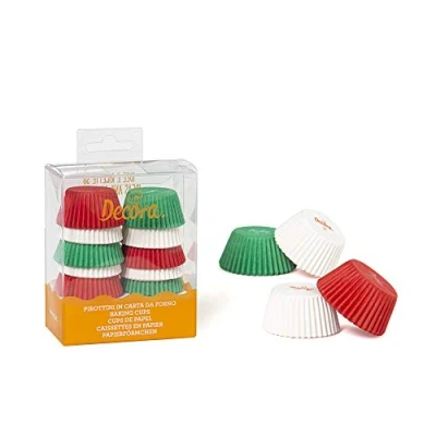 Afbeelding van Decora COD. 0339751 set van 200 mini muffindozen, wit/rood/groen, 32 x 22 mm