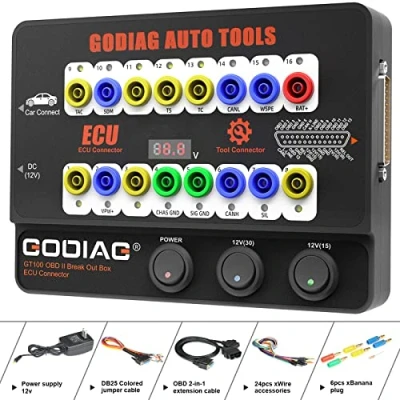 Afbeelding van GT100 Automotive Tools OBD II Break Out Box ECU connector met hoofdlijn en multifunctionele jumper voor het controleren van de motor, ondersteunt led indicator zoeken