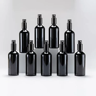 Afbeelding van Yizhao 100 ml zwarte ultraviolette glazen spuitfles, lege fijne nevelflessen met metalen dop voor reiniging, aromatherapie, etherische olie, parfum, make up cosmetica, haar, huisdier 9 stuks