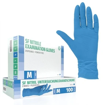 Afbeelding van Nitrilhandschoenen 100 stuks doos (M, blauw) wegwerphandschoenen, onderzoekshandschoenen, nitrilhandschoenen, poedervrij, zonder latex, niet steriel, latexvrij, black, disposible