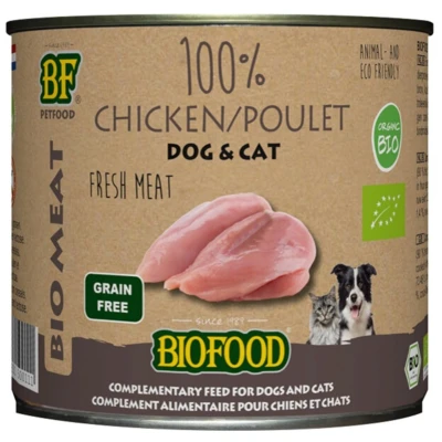 Afbeelding van 12x BF Petfood Biofood Organic Hond en Kat 100% Kip 200 gr