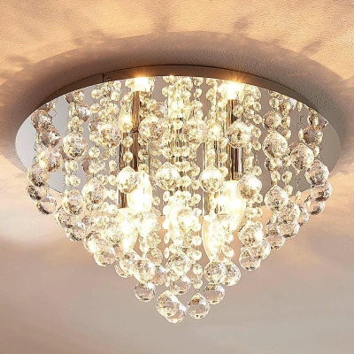 Afbeelding van Lindby plafondlamp 5lichts metaal, acryl H: 27 cm E14 chroom, helder