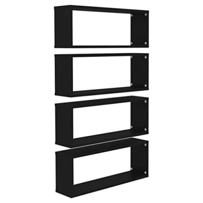Image de vidaXL Étagères murales cube 4 pcs Noir 60x15x23 cm Bois d’ingénierie807137