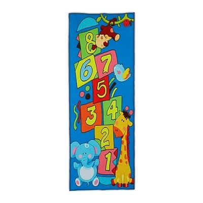 Afbeelding van Relaxdays speelkleed hinkelbaan kindervloerkleed dieren speeltapijt 179 x 67 cm peuter