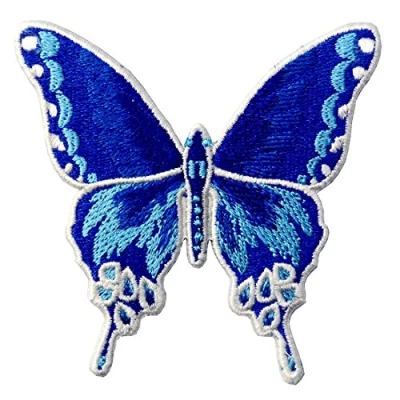 Afbeelding van ZEGIN Geborduurde patch in vlindervorm, blauw, om te naaien of op plakken met strijkijzer