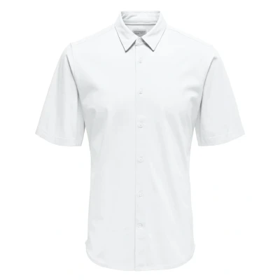 Afbeelding van Only &amp; Sons Overhemd Onsrobin But Under Ss Stretch Shirt 22031992 Bright White Mannen Maat S