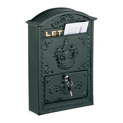 Afbeelding van brievenbus antiek 42 x 28 10 cm met slot 2 sleutels groen